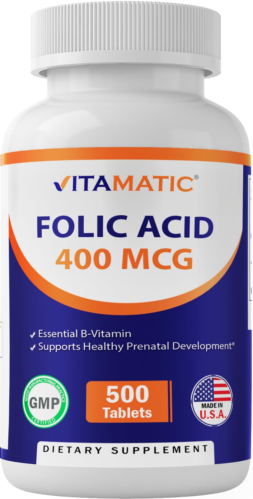 Vitamatic Folic Acid 400 mcg bottle front view