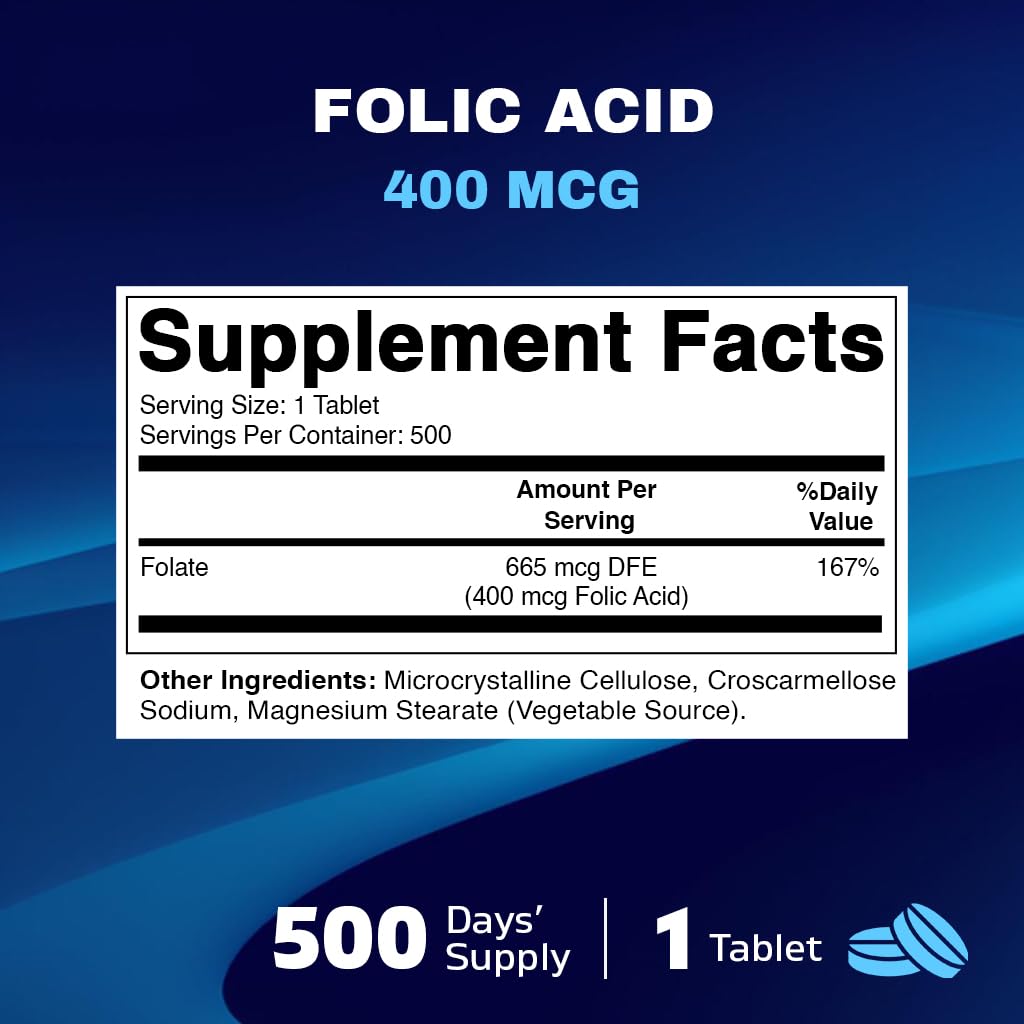 Vitamatic Folic Acid 400 mcg bottle side view