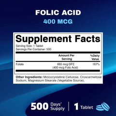 Vitamatic Folic Acid 400 mcg bottle side view