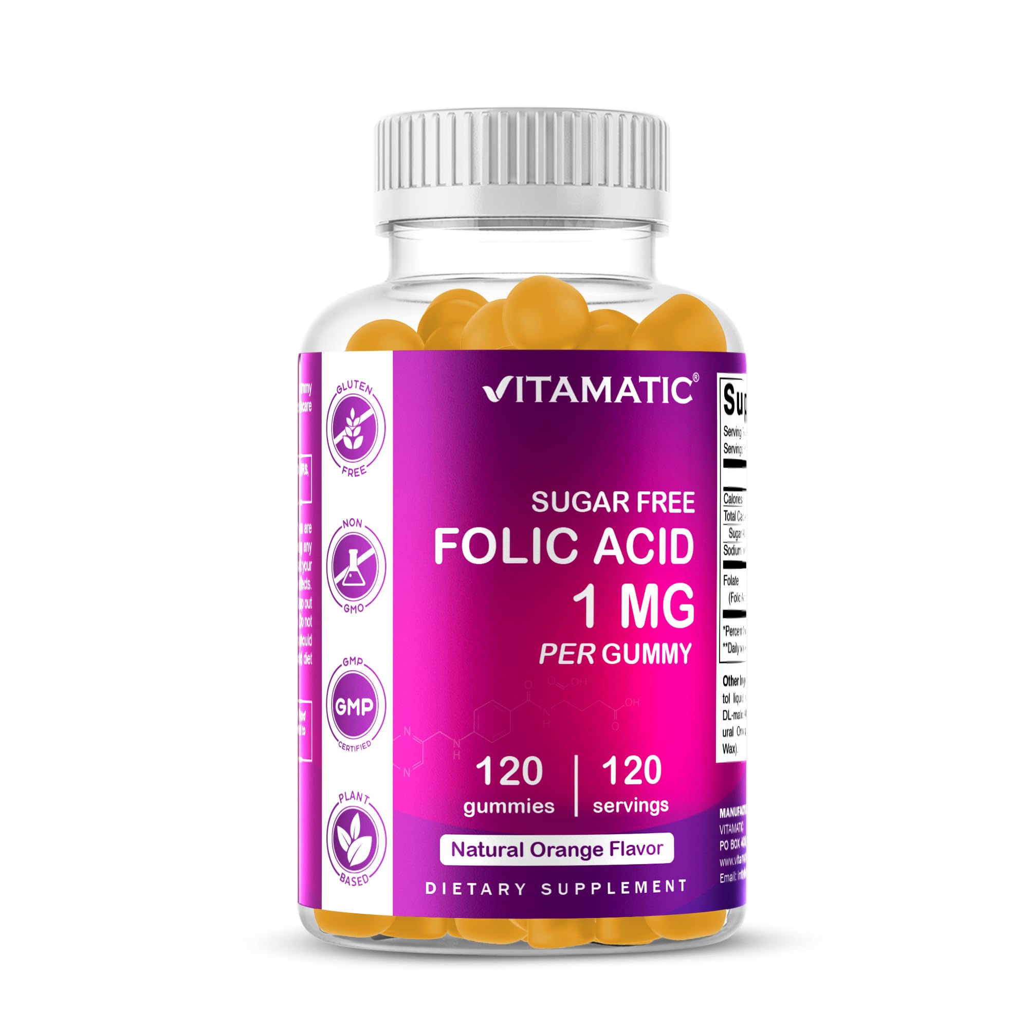 Vitamatic Folic Acid Gummies bottle front view
