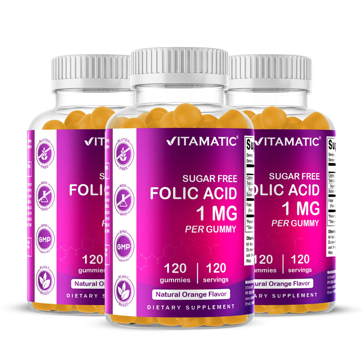 Vitamatic Folic Acid Gummies bottle front
