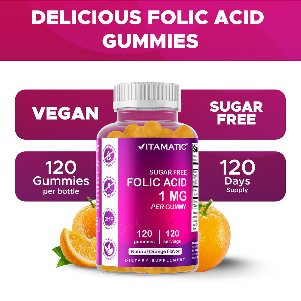 Nutrition facts panel of Vitamatic Folic Acid Gummies