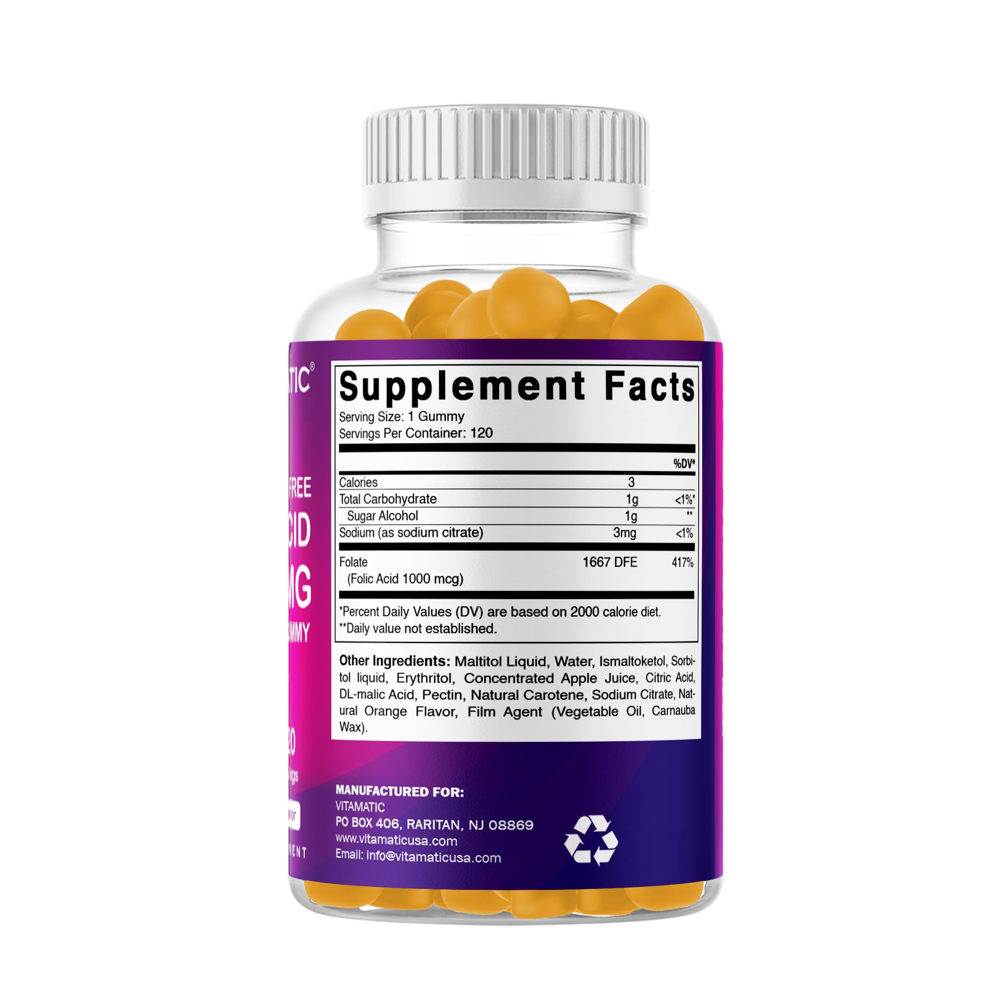 Suitable for vegetarians - Vitamatic Folic Acid Gummies
