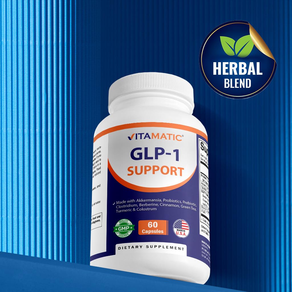 Non-GMO and Gluten-Free icons on Vitamatic GLP-1