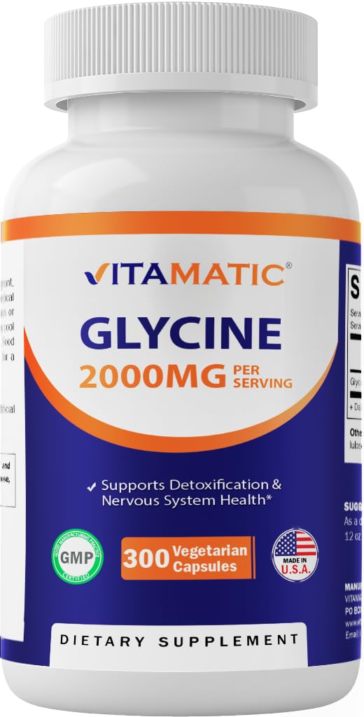 Vitamatic Glycine 2000mg per serving bottle front view