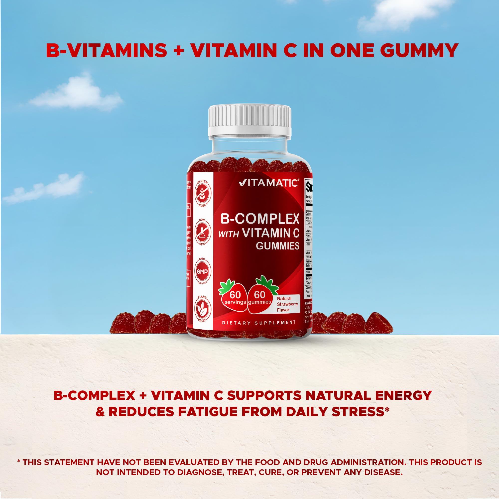 Vitamatic gummies in hand illustrating convenient portable serving