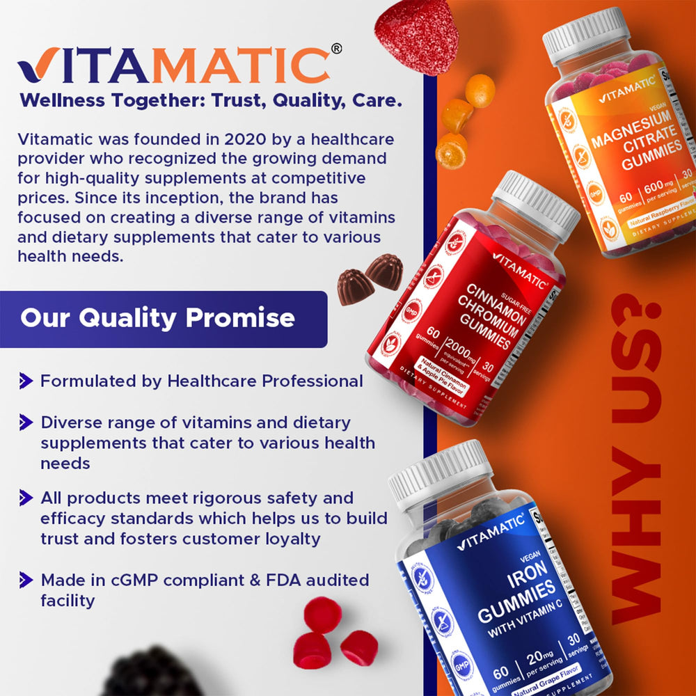 Vitamatic gummies on kitchen counter suggesting easy integration into routines