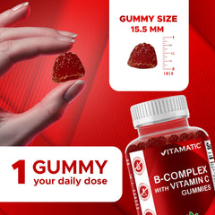Vitamatic gummy close-up showing pectin texture and chewable consistency