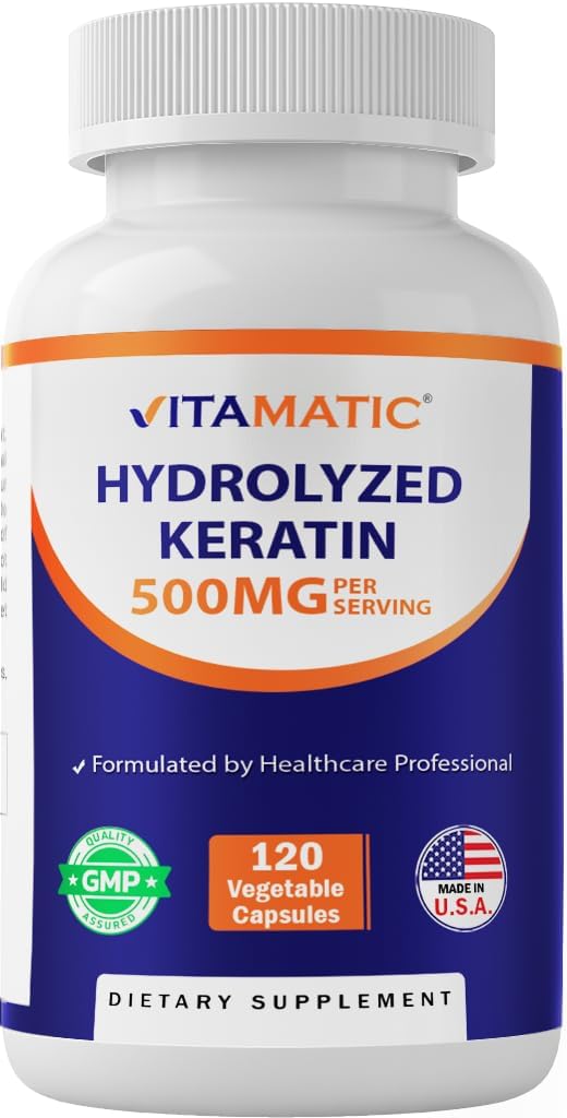 Vitamatic Hydrolyzed Keratin 500mg bottle with label