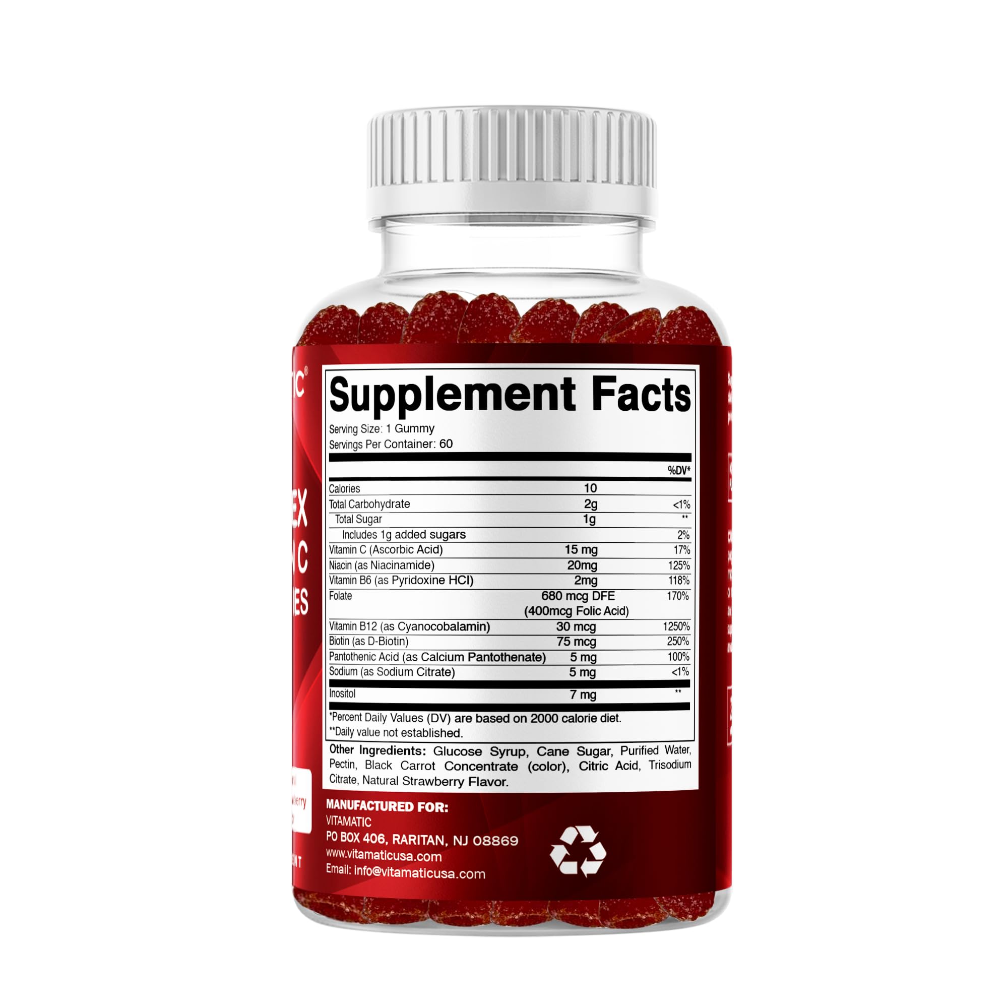 Vitamatic natural strawberries and pectin image emphasizing real ingredients