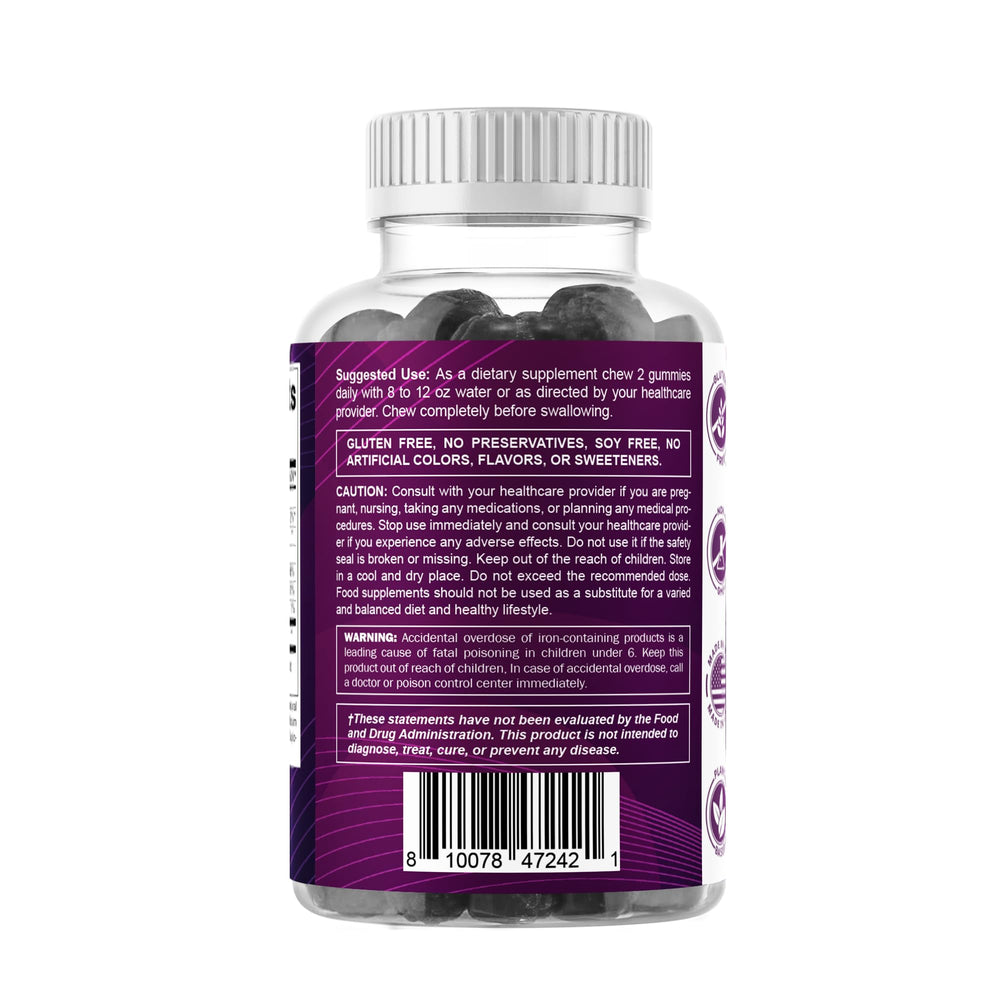 Close-up of Vitamatic Iron 65 mg Gummies texture and easy swallow form