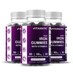 Vitamatic Iron 65mg Gummies grape flavor – 60 count