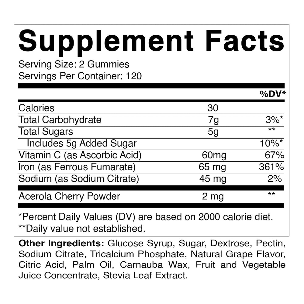 Vitamatic Iron 65 mg Gummies bottle packshot