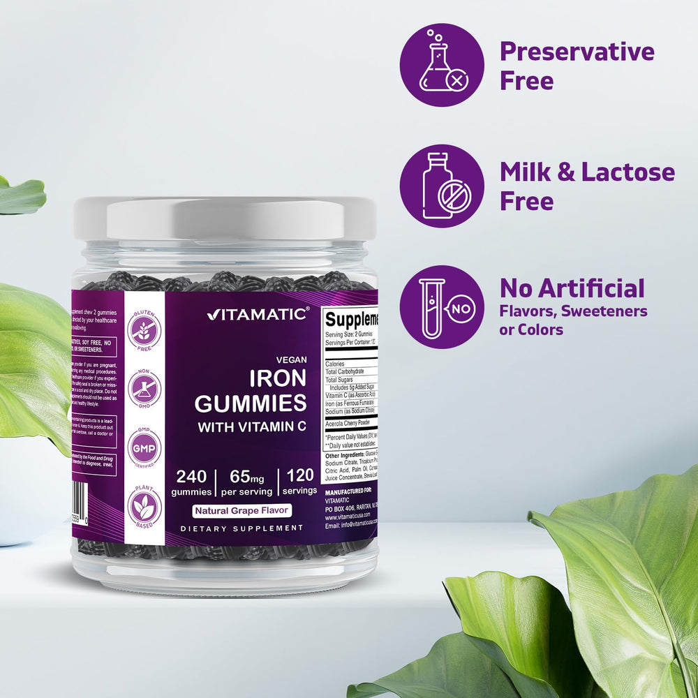 Gummy with Vitamin C illustration and iron content