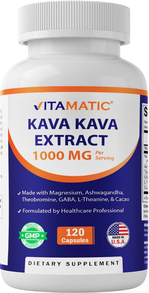 Vitamatic Kava Kava 1000mg bottle – 120 vegan capsules