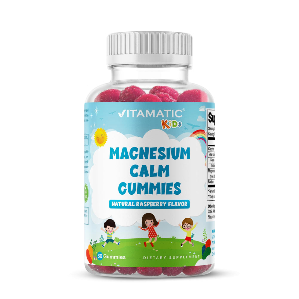 Vitamatic Kids Magnesium Calm Gummies bottle front view - 60 vegan count