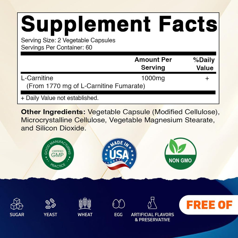 Vitamatic L-Carnitine Fumarate capsules close-up for convenient energy support