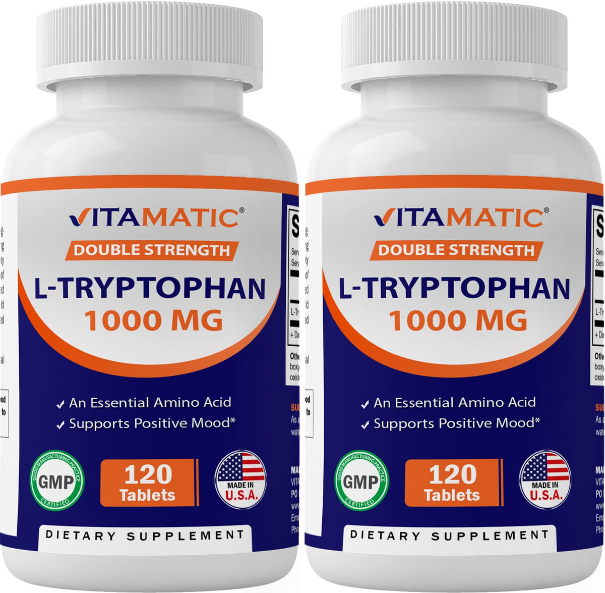 Vitamatic L-Tryptophan 1000mg bottle label