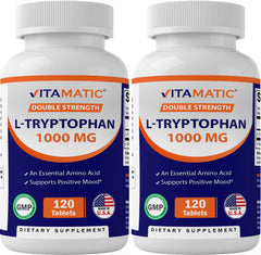 Vitamatic L-Tryptophan 1000mg bottle label