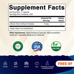 Close-up of Vitamatic Lithium Orotate bottle label