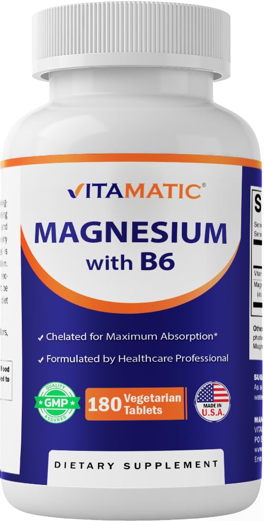 Vitamatic Magnesium with B6 bottle label
