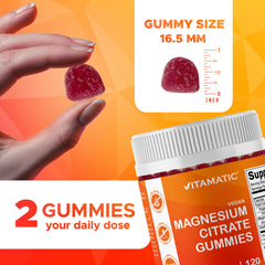 Back nutrition information for Vitamatic Magnesium Citrate Gummies Raspberry flavor