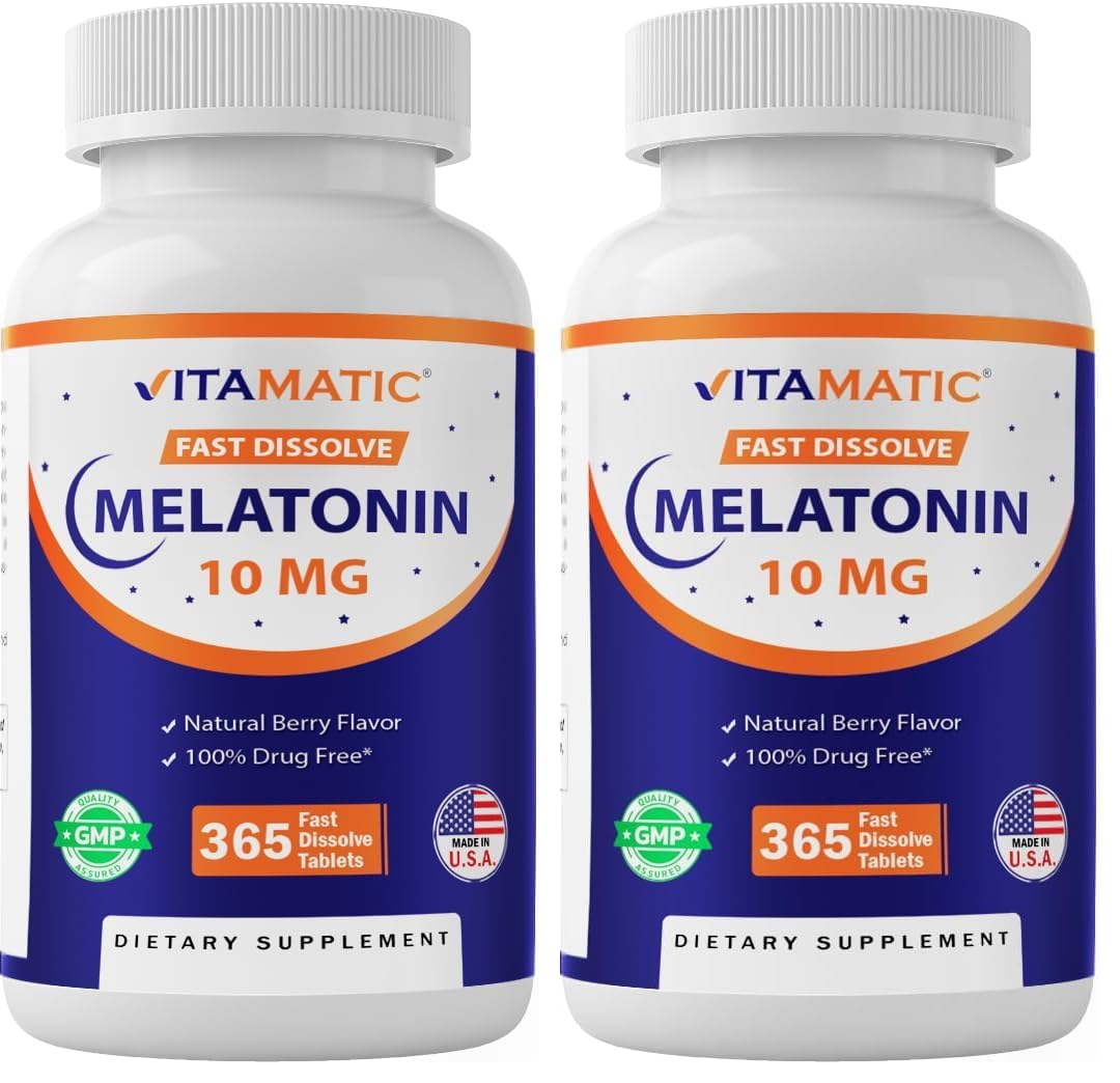 Vitamatic Melatonin 10mg tablets two 365-count bottles pack of 2