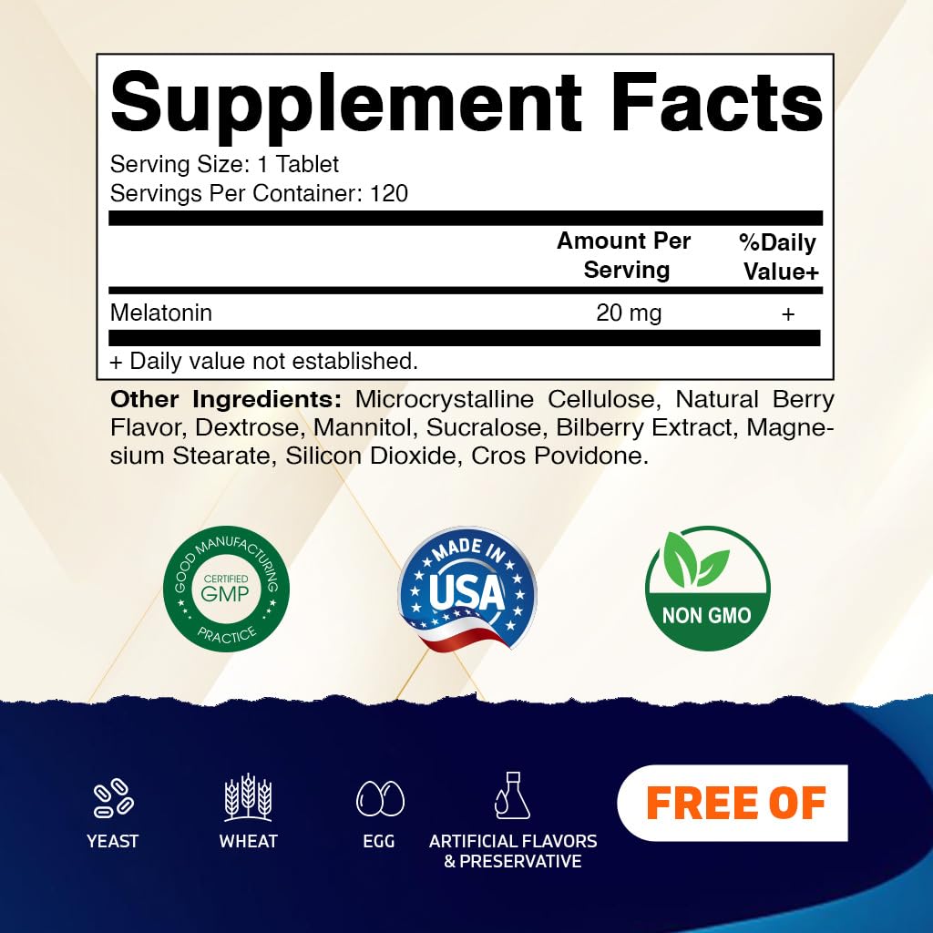 Back panel showing dosage and supplement facts on Vitamatic Melatonin bottle