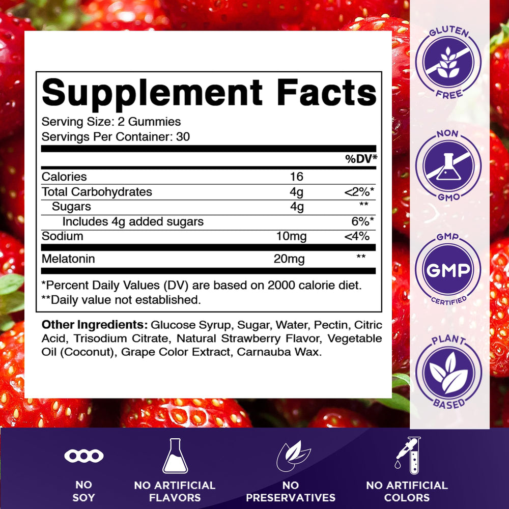 Close-up of blackberry-flavored Vitamatic Melatonin Gummies