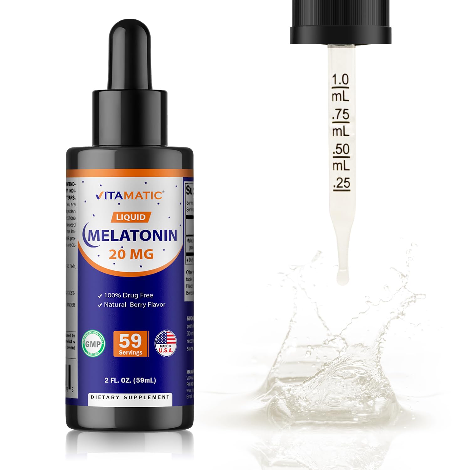 Dosing chart for Vitamatic melatonin liquid drops