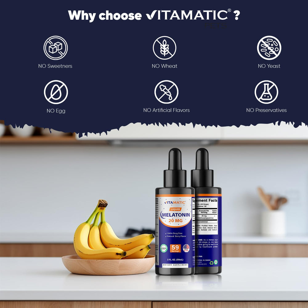 Non-GMO and vegetarian Vitamatic melatonin drops