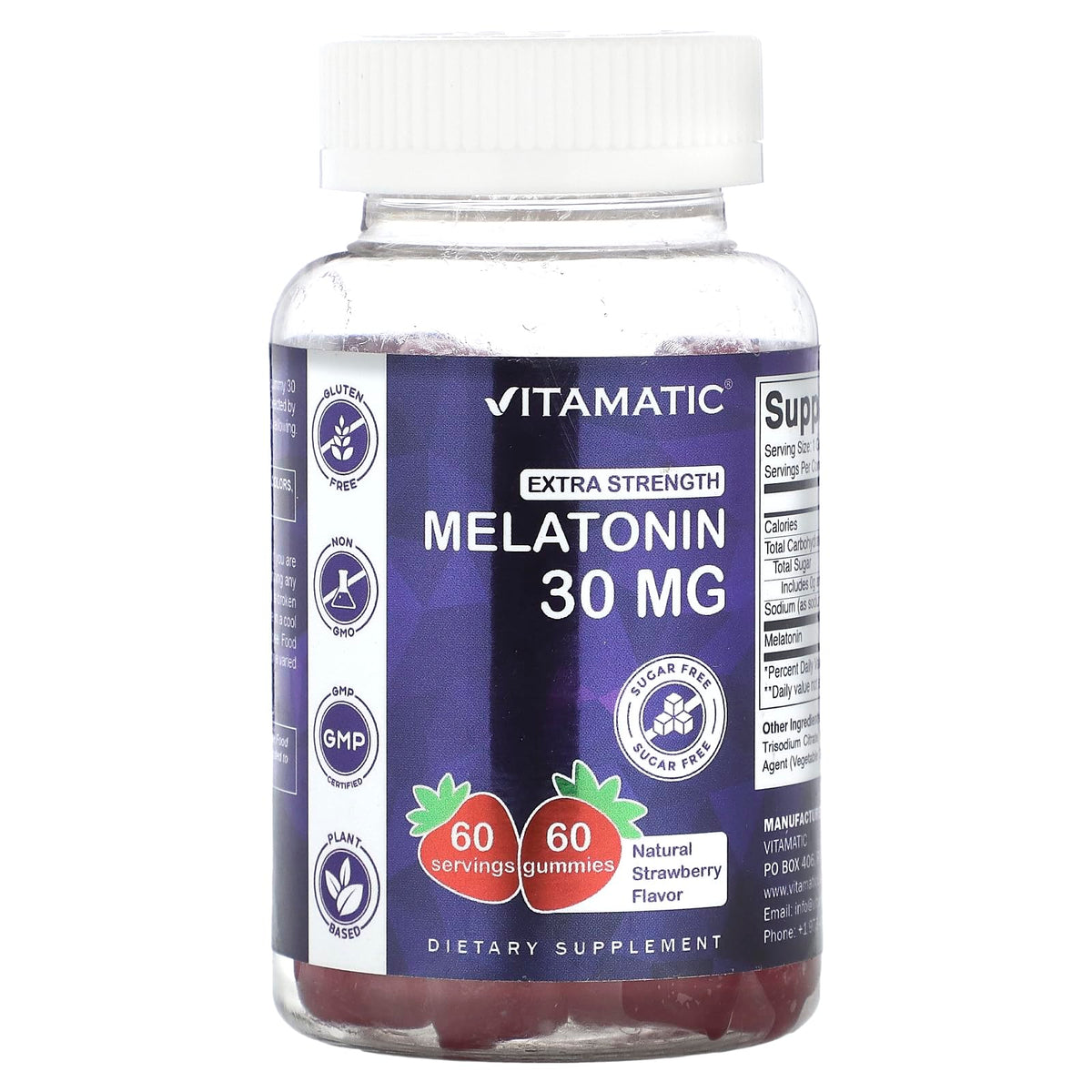Bottle of Vitamatic Sugar Free Melatonin Gummies - 60 count