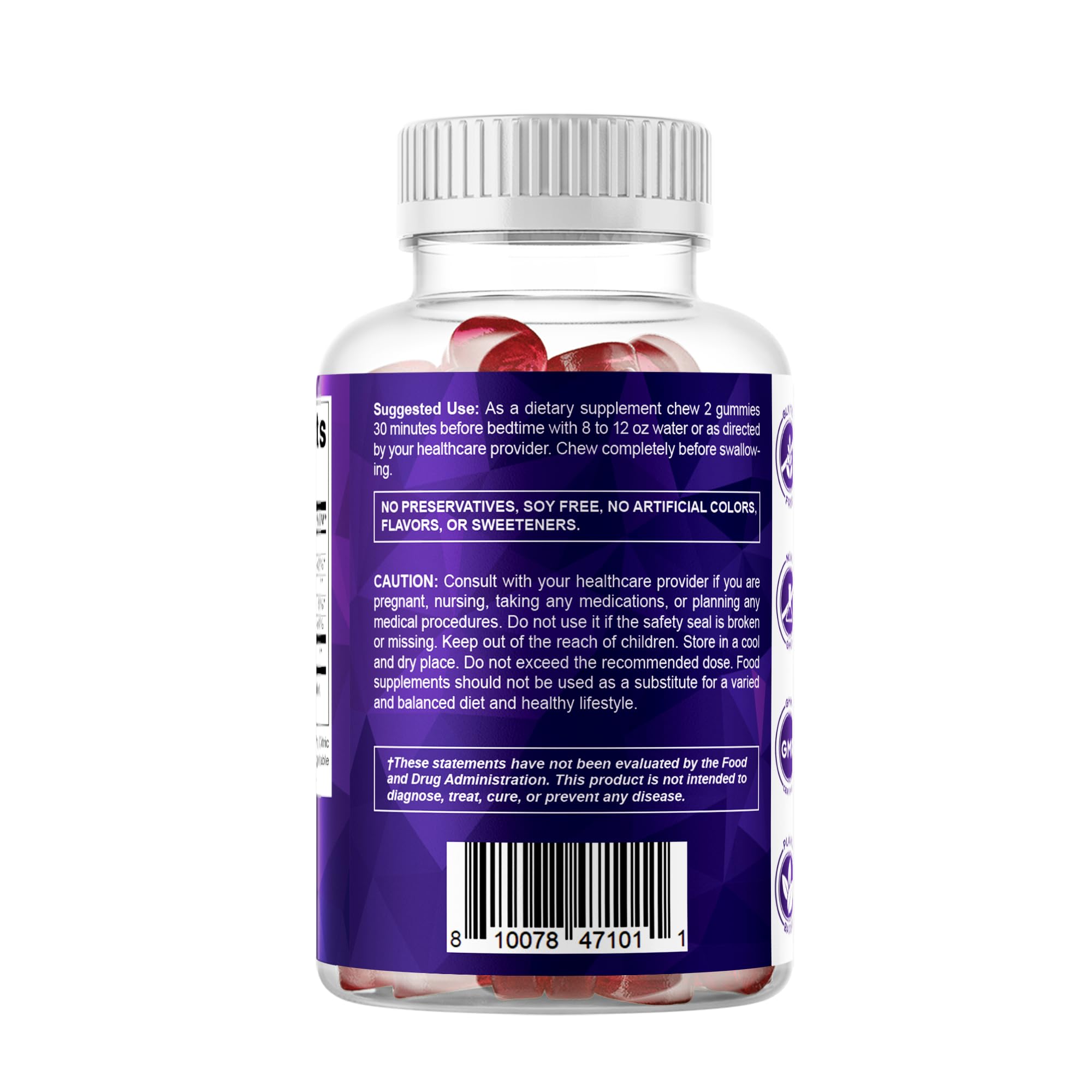 Close-up of Vitamatic Melatonin Gummies packaging details