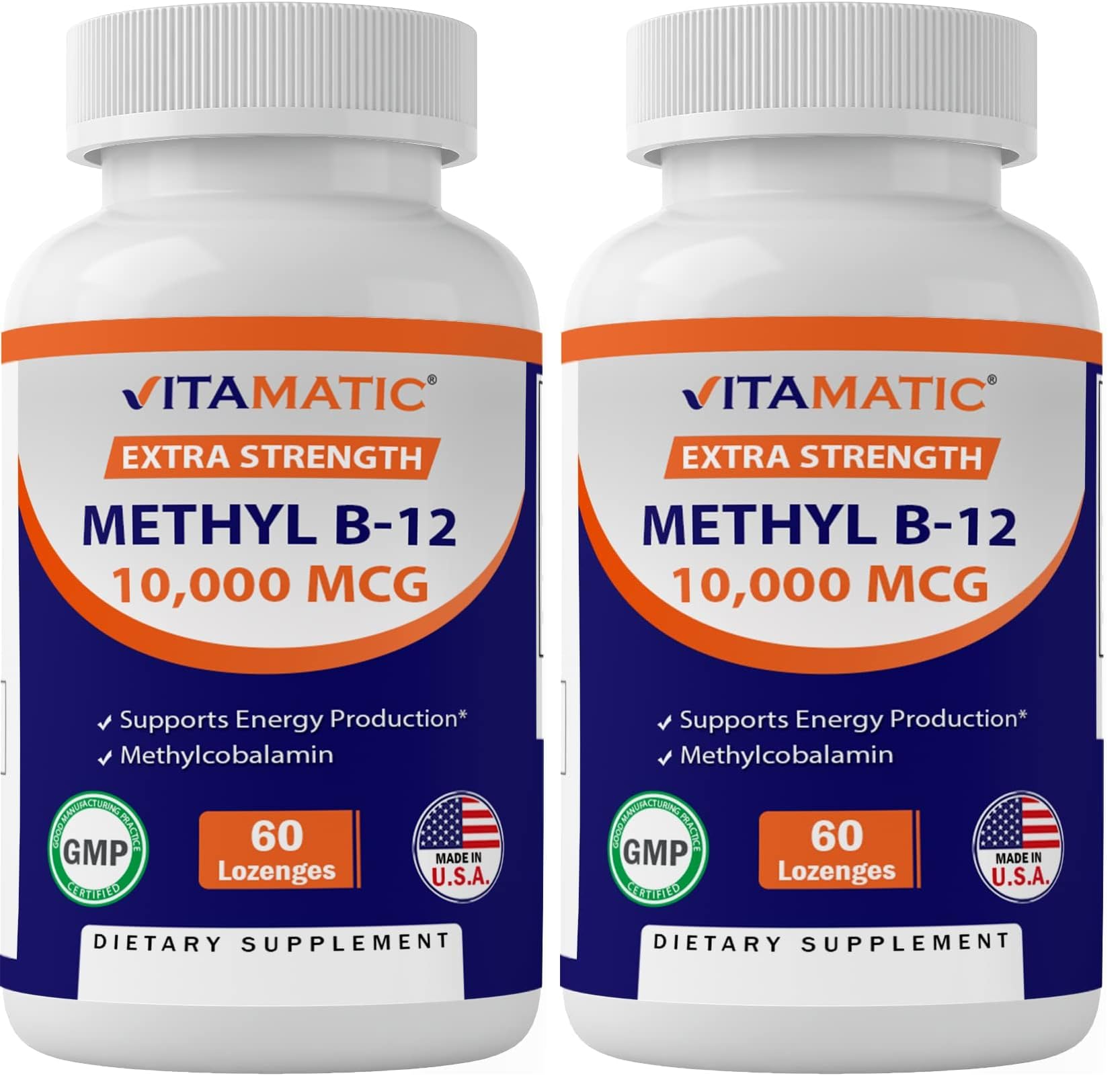 Vitamatic Methyl B12 bottle with 60 lozenges, pack of 2