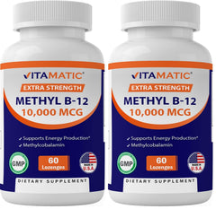 Vitamatic Methyl B12 bottle with 60 lozenges, pack of 2