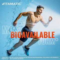 Scoop measuring myo-inositol from Vitamatic jar for accurate serving convenience