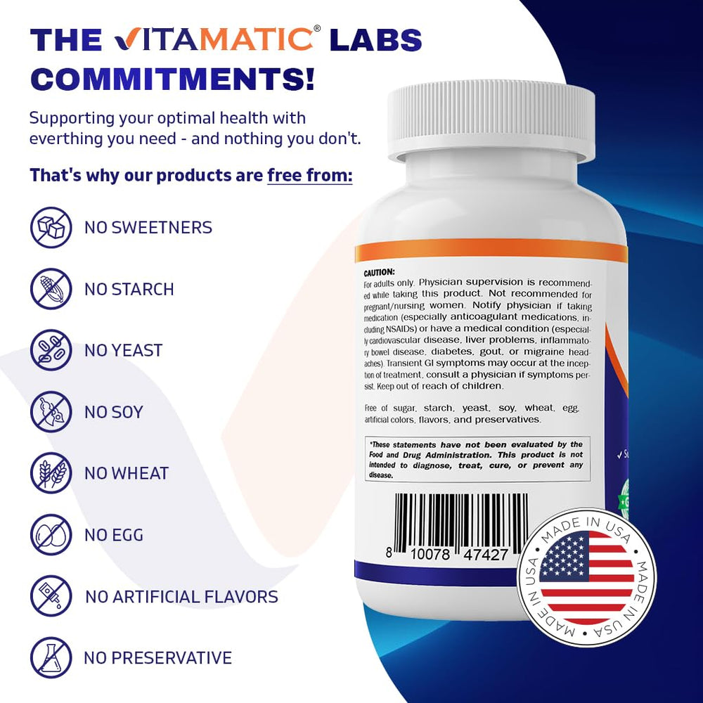 Nutrition label showing Vitamin B3 500 mg per tablet