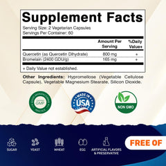 Close-up of Quercetin and Bromelain on bottle label