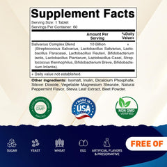 Mint flavored chewable probiotic tablets close-up