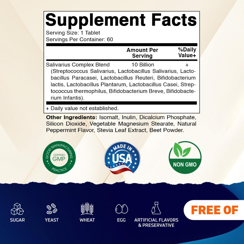 Close-up of mint-flavored probiotic chewable tablets