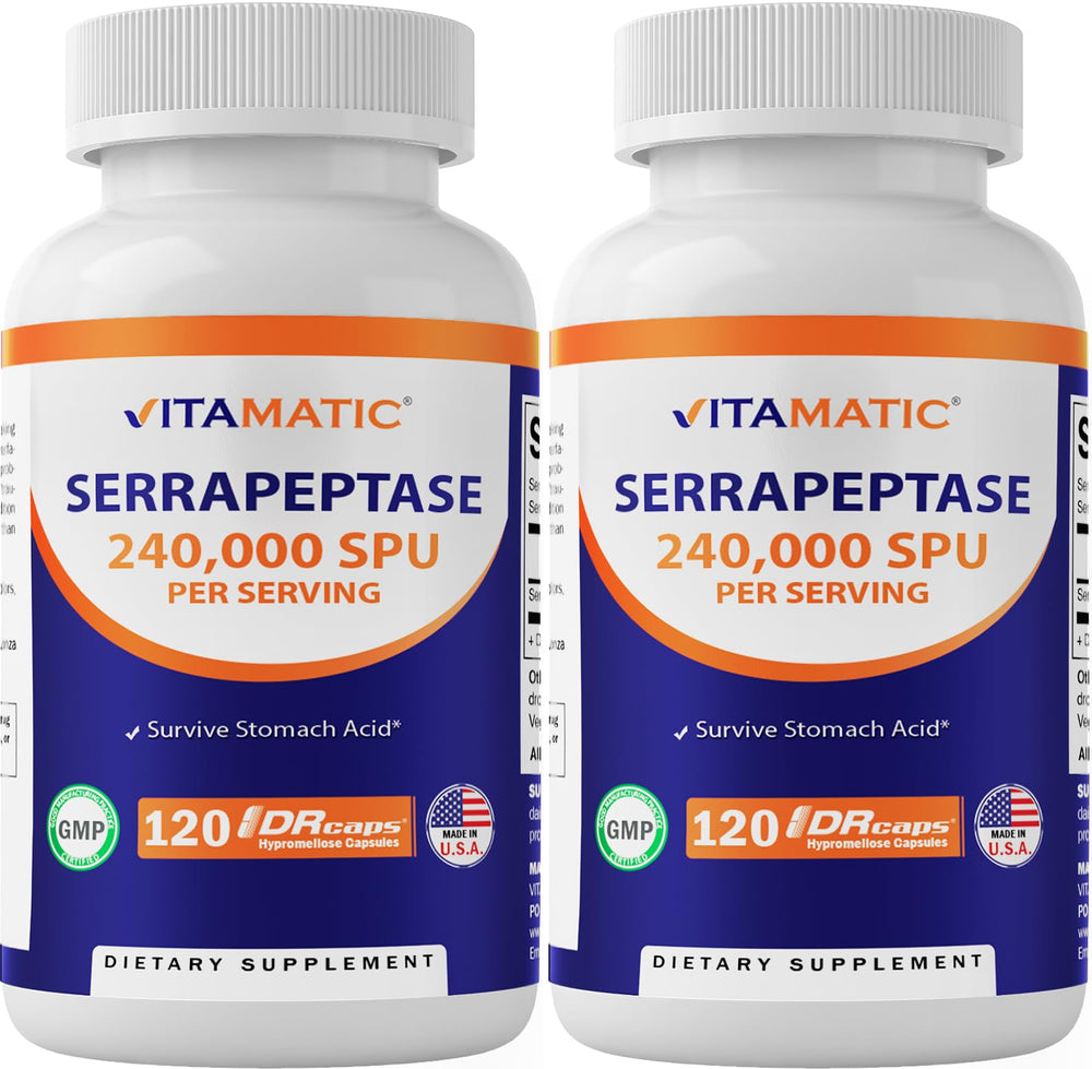 Vitamatic Serrapeptase 240000 SPU 120-delayed-release capsules in pack 2