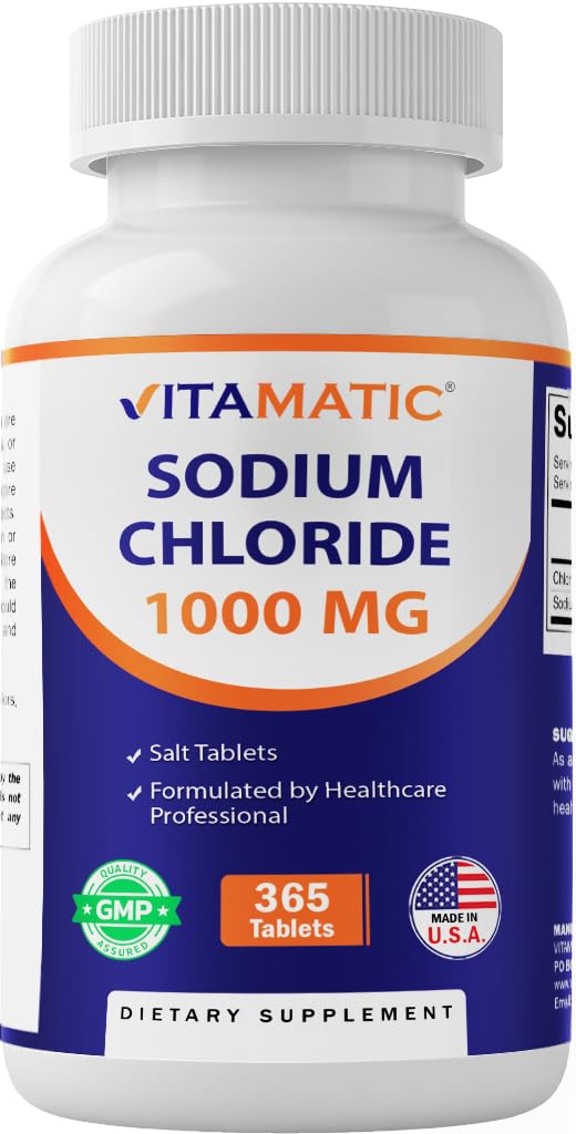 Bottle of Vitamatic Sodium Chloride 1000mg with 365 tablets