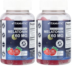 Vitamatic Sugar Free Melatonin gummies bottle with strawberry flavor