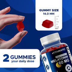 Label showing per-pack 60 mg melatonin per serving