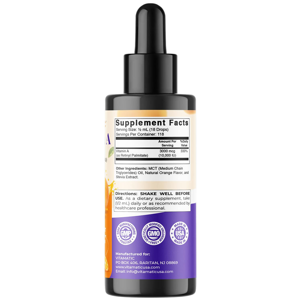 Nutrition facts panel for Vitamatic Vitamin A Drops