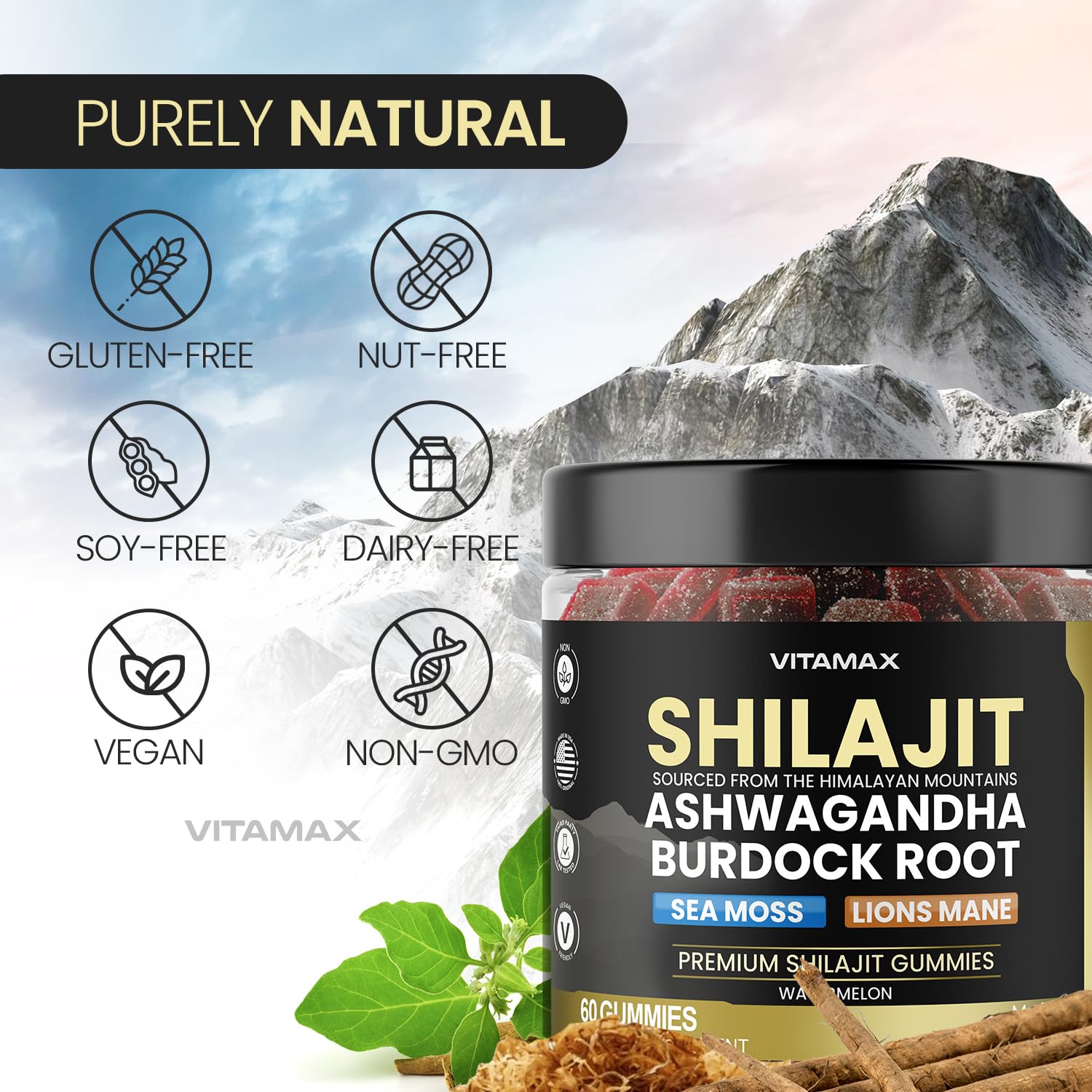 Nutrition facts label for Vitamax Shilajit Gummies