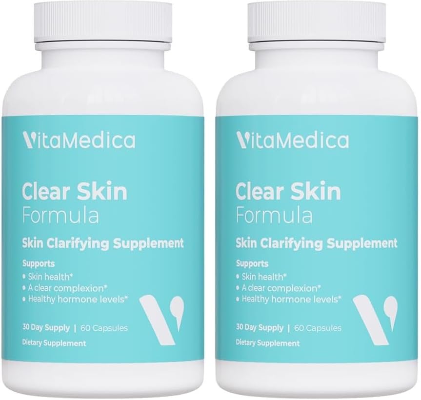 VitaMedica Clear Skin Vitamin Formula bottle and 2-pack packaging front view