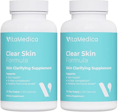 VitaMedica Clear Skin Vitamin Formula bottle and 2-pack packaging front view