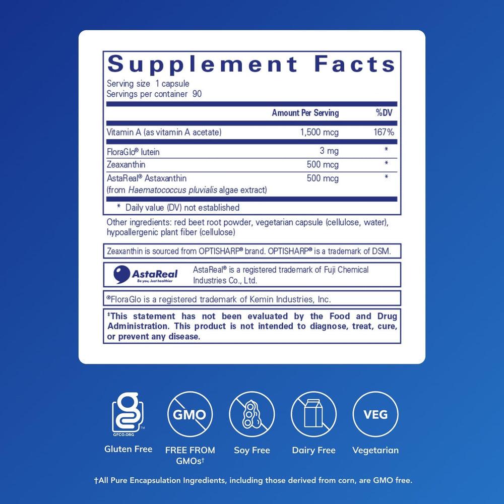 Close-up of Vitamin A + Carotenoids capsules