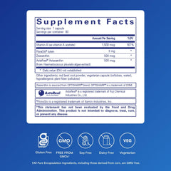Close-up of Vitamin A + Carotenoids capsules